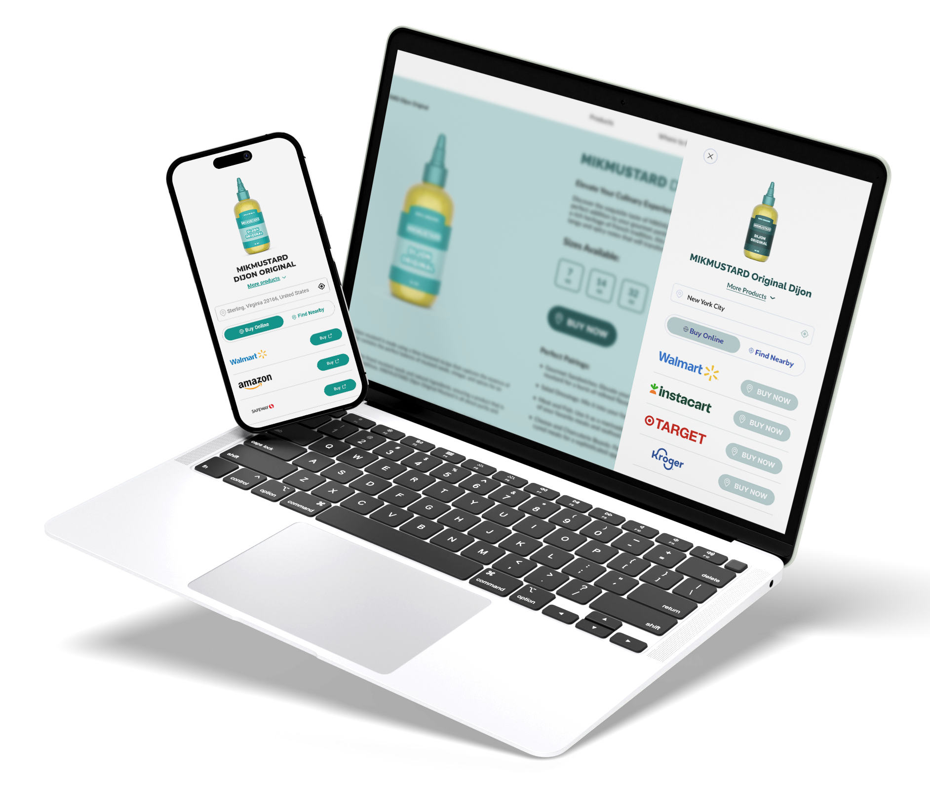 Laptop and phone view of MikMustard brand website